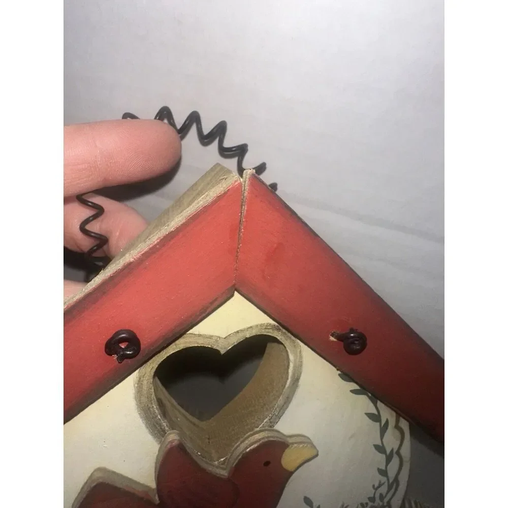 Cottage Core‎ Red Bird HOME Hanging Wooden Sign